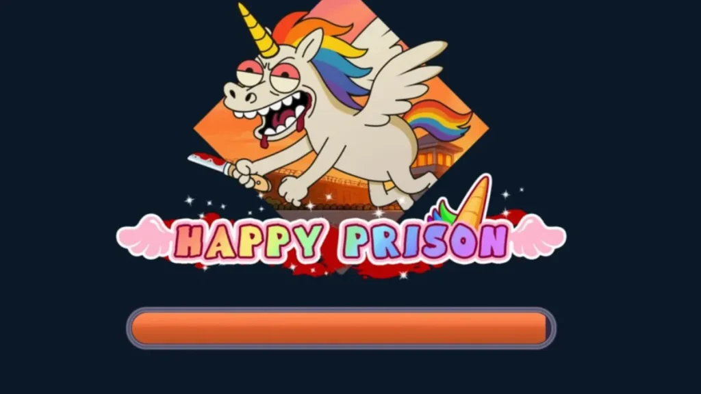 Tampilan permainan slot Happy Prison dengan karakter kartun dan tema penjara yang ceria.